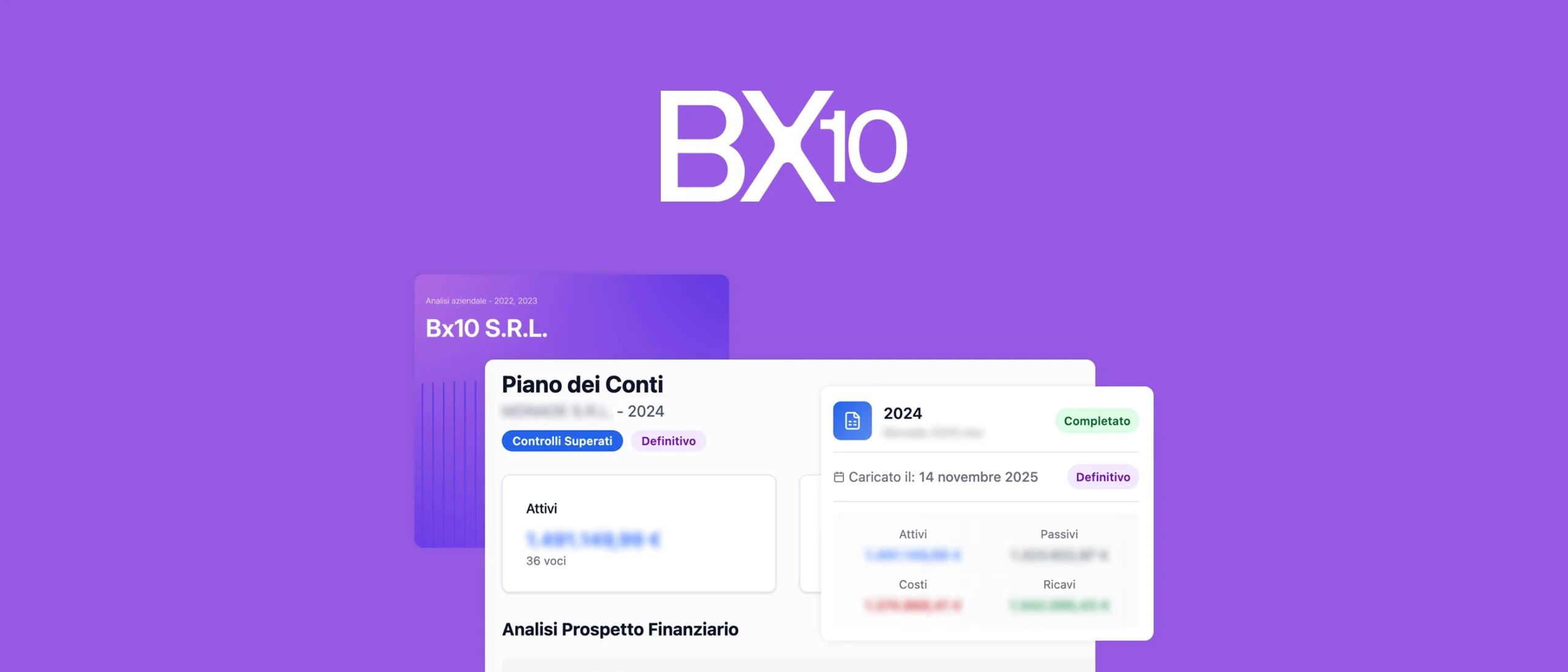 BX10 — interfaccia della piattaforma di riclassificazione automatica dei bilanci