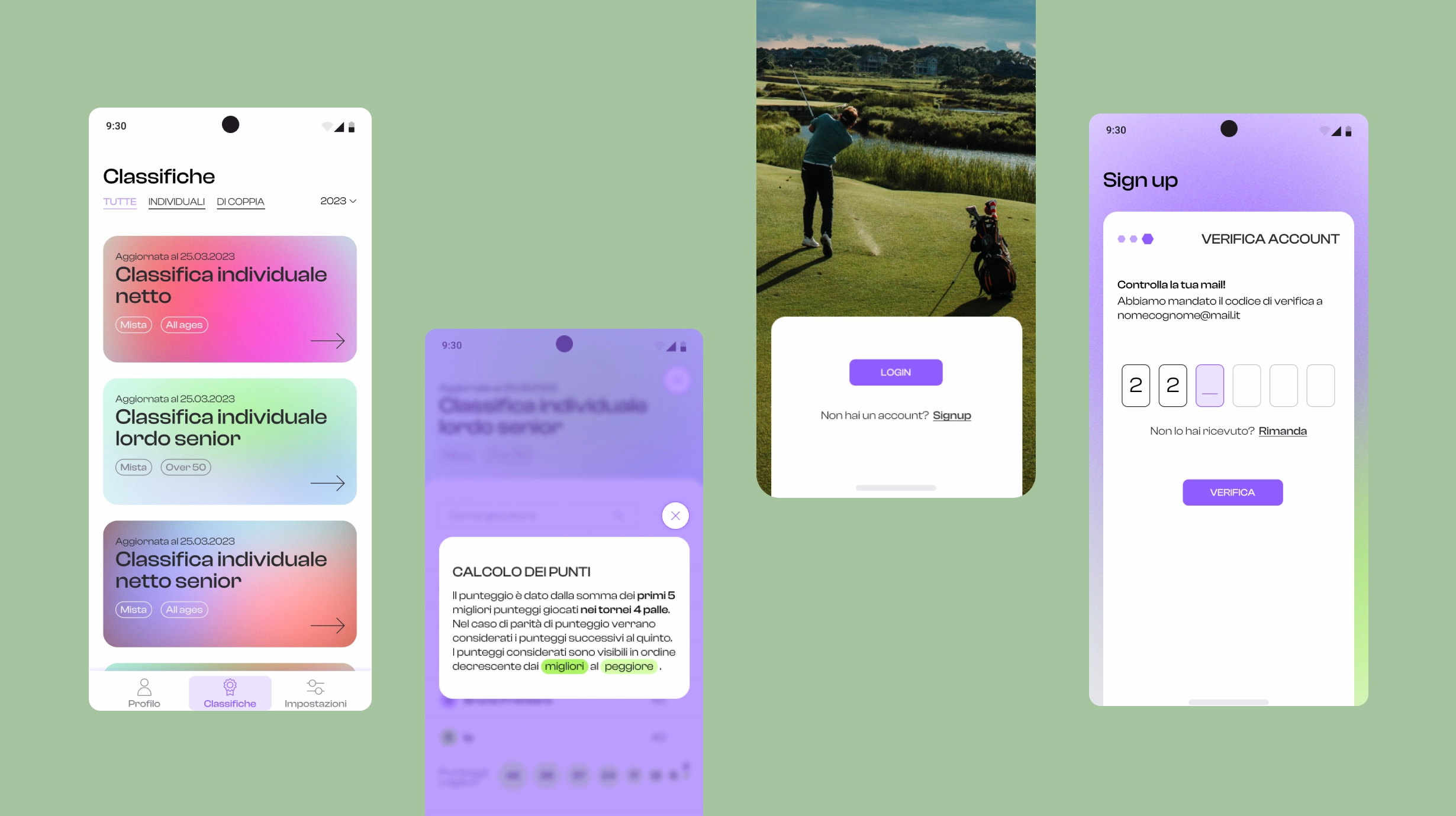 OPGR — schermata dell'app con le classifiche dei giocatori