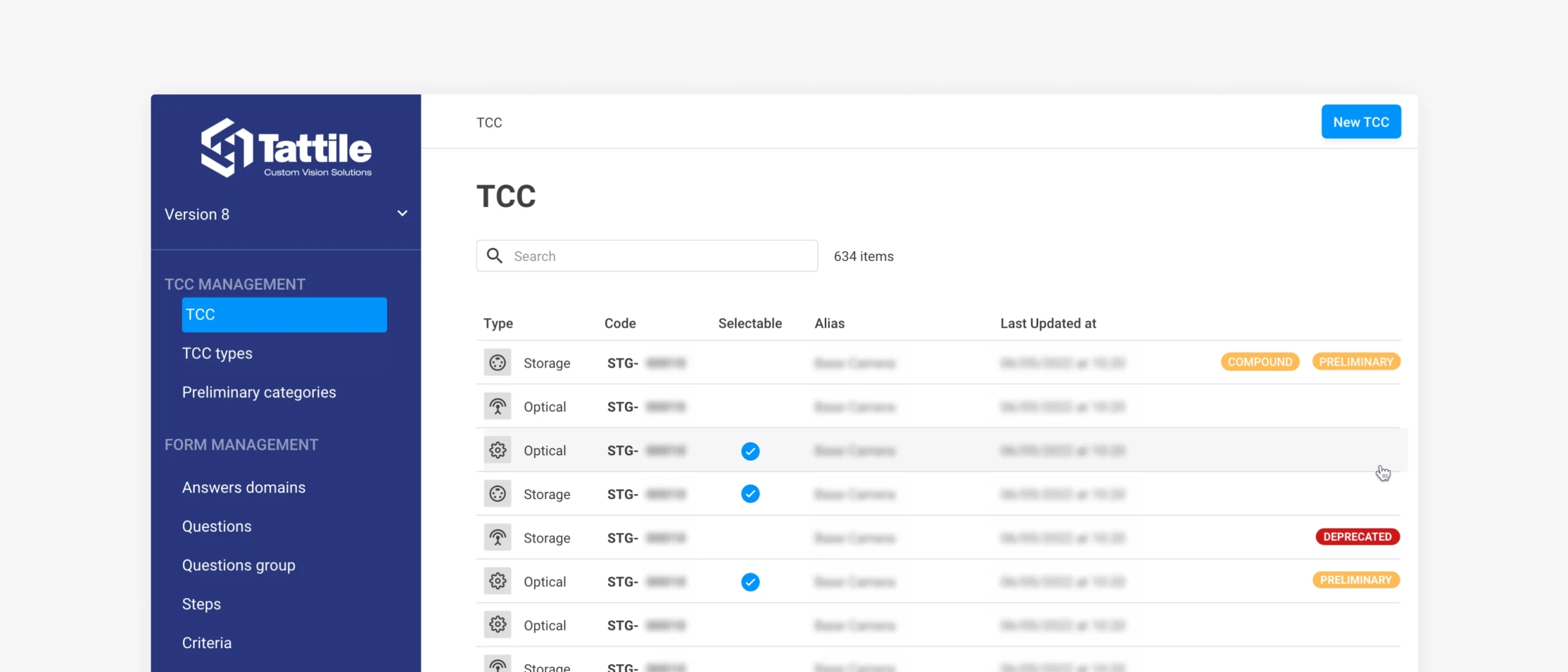 Tattile — configuratore di prodotto e regole di compatibilità